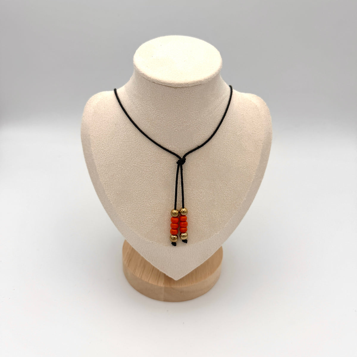 Jessie Orange & Black Cord Necklace