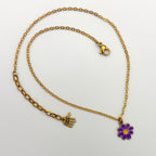 Leah Flower Necklace Purple